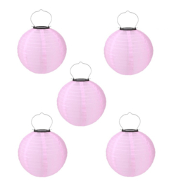 5 x Solar lampion rond roze 35 cm (zonne-energie)