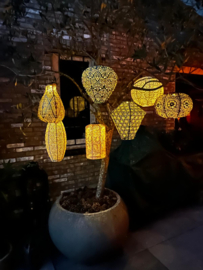 5 x Lampion solaire avec motif - diamant- 35 l x 35 h - vert foncé