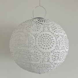 5 x Lampion solaire avec motif - rond - 35 l x 35 h - blanc