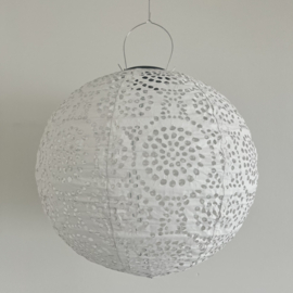 Lampion solaire avec motif - rond - 35 l x 35 h - blanc