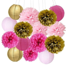 Lampion fuchsia roze 45 cm