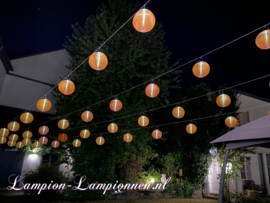 Lampion Solaire rond orange  35 cm