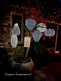5 x Lampion solaire avec motif - forme ovale - 20 l x 40 h - gris