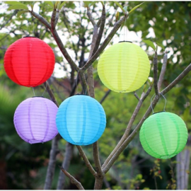 5 x Solar Lampions rund violett 35 cm (Solarenergie)