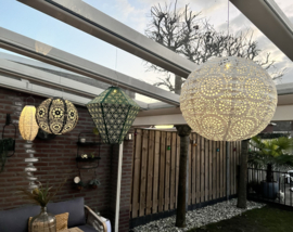 Solar lampion met motief – diamant vorm - 35 b x 35 h – donker groen