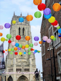 5 x Lampion orange de nylon 35 cm