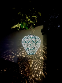 5 x Lampion solaire avec motif - forme ballon - 30 l x 30 h - bleu de mer