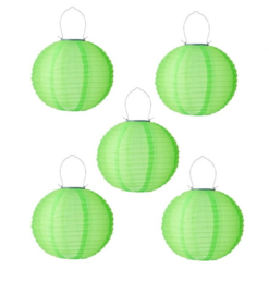 5 x Solar lampion rond groen 35 cm (zonne-energie)