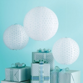 Eyelet lampion wit 35 cm