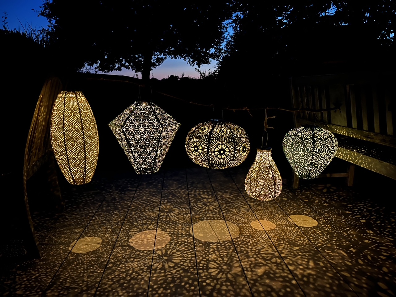 7 x Solar buiten Lampion met motief - Pakket