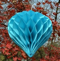 5 x Licht blauwe Honeycomb hart 35 cm