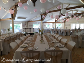Lampions Paquet LARGE - blanc - rose clair - rose - 102 pcs