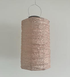 5 x Solar lampion met motief – cylinder vorm - 20 b x 30 h – roze