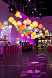 10 x Lampions en papier Couleur Mix - IGNIFUGE - avec LED et télécommande avec crochets de suspension