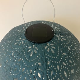 Solar lampion met motief – ballon vorm - 30 b x 30 h – zeeblauw