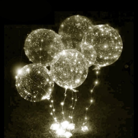 4 stuks LED Ballon XXL 60 cm - warm wit - incl Helium tank