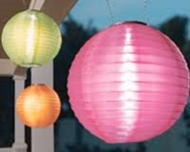 5 x Solar Lampions rund pink 35 cm (Solarenergie)