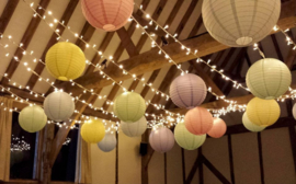 10 x Papieren lampion Pastel Mix  incl LED met afstandsbediening incl ophang veerhaakjes