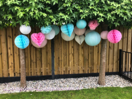 5 x Brandvertragende lampion licht blauw 35 cm - brandwerend