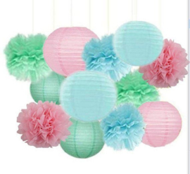 Lampion ignifugée rose clair de 45 cm, rétardateur de flamme