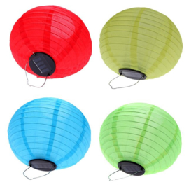 Lampion Solaire ronde rouge  35 cm