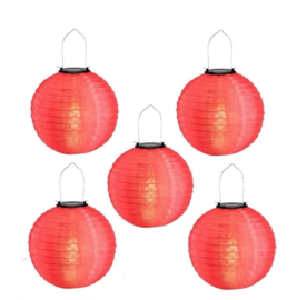 5 x Lampion Solaire ronde rouge  35 cm