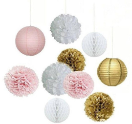 5 x Licht roze PomPom 35 cm