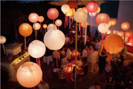 Brandvertragende lampion crème wit 35 cm - brandwerend