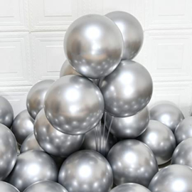 10 x metallic ballon zilver