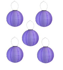 5 x Solar Lampions rund violett 35 cm (Solarenergie)