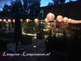 10 x Lampion en Nylon - Blanc - Incl. LED et télécommande avec crochets à ressort de suspension