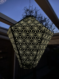 Lampion solaire avec motif - diamant- 35 l x 35 h - vert foncé