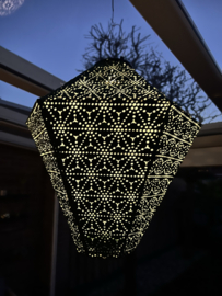 Solar lampion met motief – diamant vorm - 35 b x 35 h – donker groen