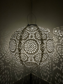 5 x Lampion solaire avec motif - rond - 35 l x 35 h - blanc