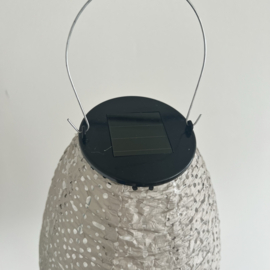 Solar Lampion mit Motiv - Ovale Form - 20 B x 40 H - Grau