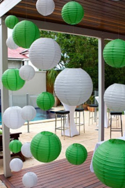 Lampion vert de 35 cms, rétardateur de flamme