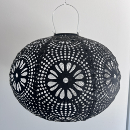 Lampion solaire avec motif - ovale - 35 l x 25 h - noir