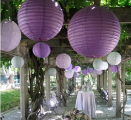 Lampion violet de 35 cms, rétardateur de flamme