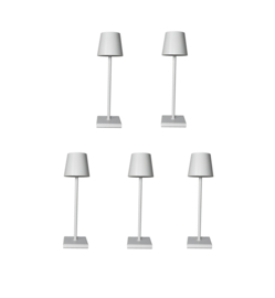 5 x Jeslu LED-Tischleuchte Weiß 38 cm Aluminium - kabellos - USB aufladbar