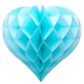 5 x Licht blauwe Honeycomb hart 35 cm
