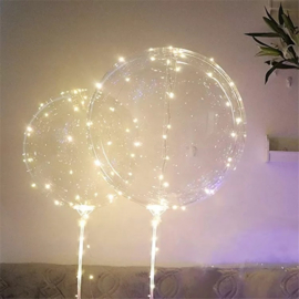 5 x LED Ballon XL - warm weiß - 40 cm mit Ballonstab