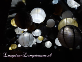 Lampions Paquet PARTY - blanc - argent - or - noir - 56 pcs