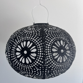 Lampion solaire avec motif - ovale - 35 l x 25 h - noir