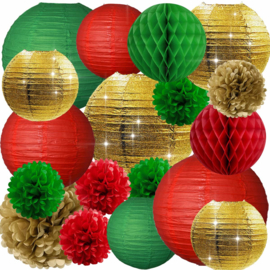 5 x Donker groene PomPom 35 cm