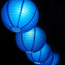 Nylon lampion blauw 25 cm