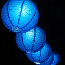 5 x Nylon lampion blauw 45 cm