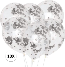 10 x Confetti ballon zilver