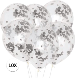 10 x Konfetti Ballon silber