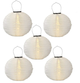 5 x Lampion Solaire rond blanc  25 cm