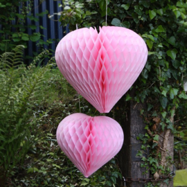 Licht roze Honeycomb hart 35 cm